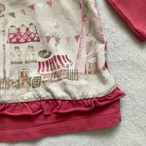Mayoral Toddler Baby Dress 12M | Pink Village Print Long-Sleeved Ruffle GUC - Picture 9 of 16